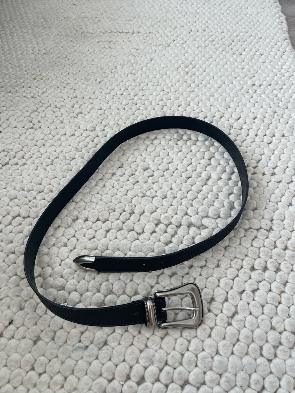 Gap Black Leather Belt with Silver Buckle
